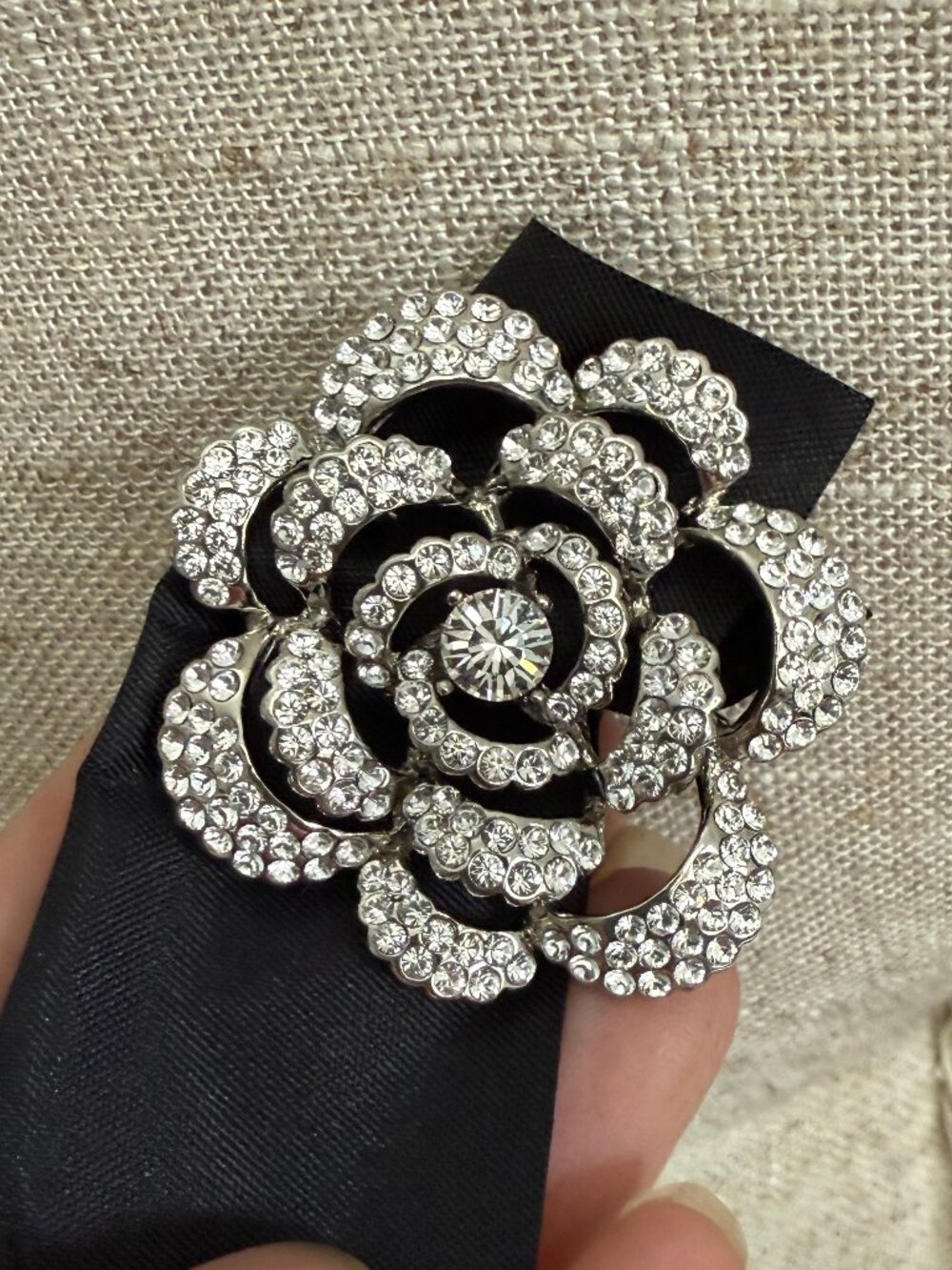 Swarovski Crystal Rose Floral Broach Pin
